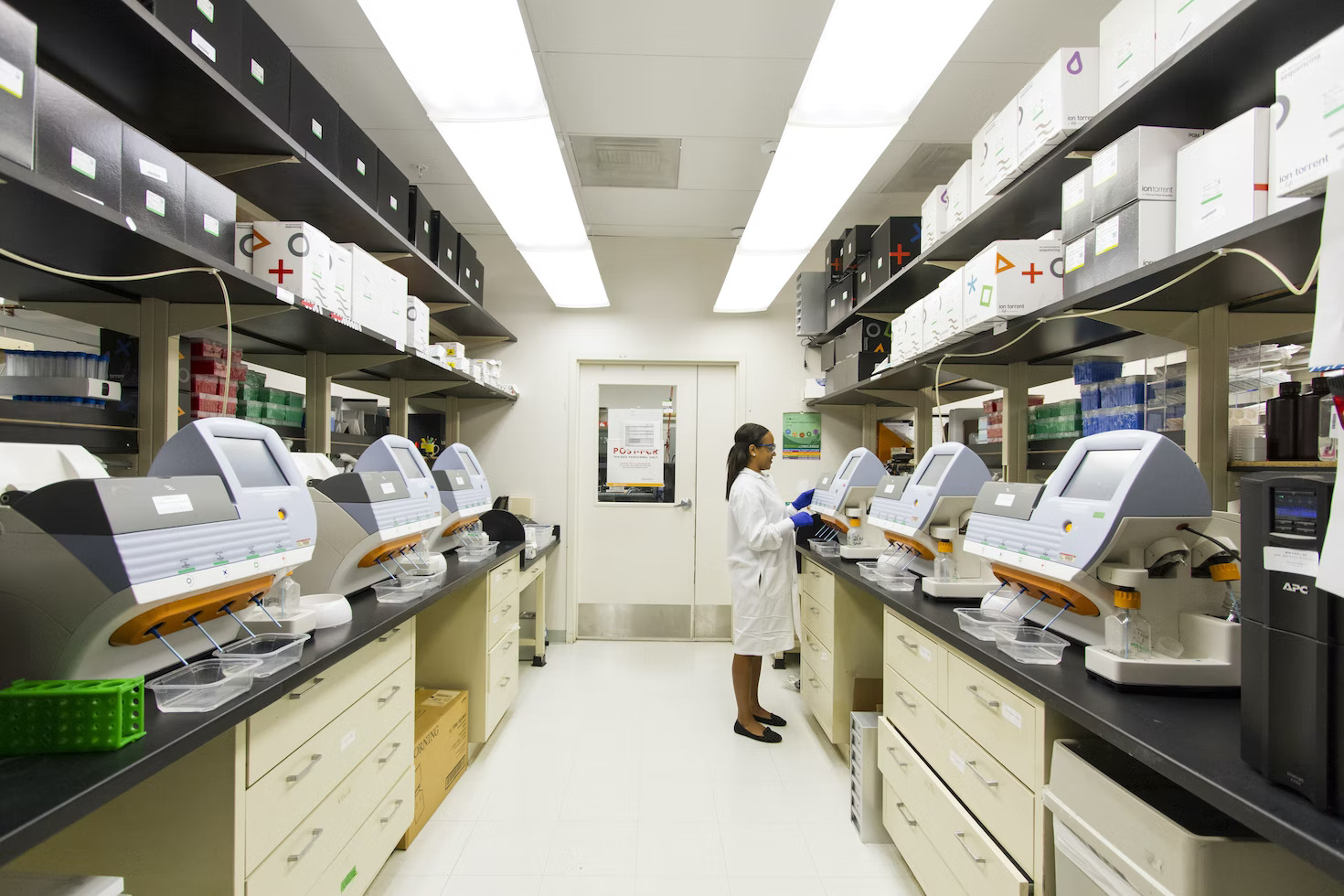 female lab technician in large sampling room